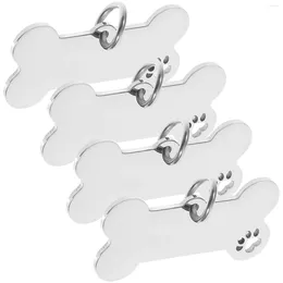 Dog Collars 4 Pcs ID Card Pet Charm Holder For Necklace Stainless Steel Tag Personalised