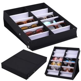 Sunglasses Cases Durable Storage Stand Leather Glasses Frame Tray 12 Slots Glasses Tray Eyeglass Organiser Box Sunglasses Display Case 231020