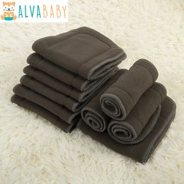 Cloth Diapers 10pcs ALVABABY High Absorbent 5 Layers Bamboo Charcoal Insert Reusable Baby Cloth Diapers Nappy Inserts 231025