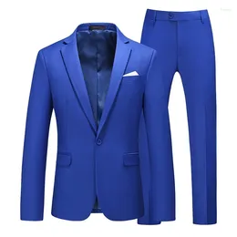 Men's Suits Red Formal Suit 2 Piece Sets For Men Wedding Party Dress Coat And Pants Big Size Terno Masculino Black White Blue Costume Homme