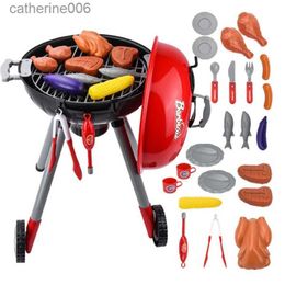 Kitchens Play Food 1Set Simulation Dollhouse Accessories Electric BBQ Grill Pretend for Play Set Realistic Cooking Set Toy Kitchen AccessorL231026