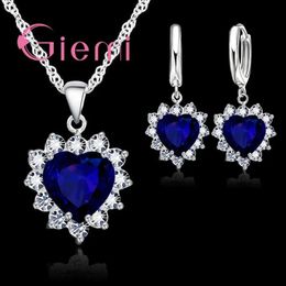 Wedding Jewelry Sets True Love 925 Sterling Silver Jewelry Sets For Wedding Women Cubic Zirconia Pendant Necklace Earrings Set Valentine's Gift 231025