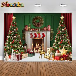 Christmas Decorations Mocsicka Xmas Pography Backdrop Christmas Tree Mantel Background Boys Girls Birthday Party Adult Kids Po Booth Banner 231027