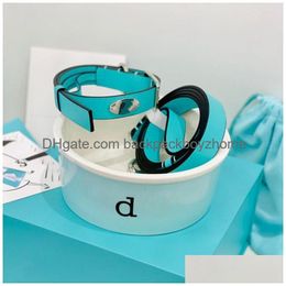 Designer Dog Collars Leash Set Brand Bowl For Small Medium Dogs Soft Leather Collar Breathable Heavy Duty Pet Chain With Adjustable Me Dh8Bu
