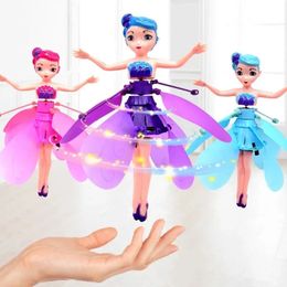 Dolls Induction Flight Luminous Fairy Doll Flying Toys Kids Mini RC Drone Princess Toy Girl Creative Birthday Gift 231031