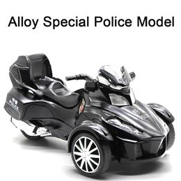Diecast Model 1 12 Motorcycles Alloy 3 Wheel Toy Motorbike Pull Back Sound Light Motor Van Collection Kids Gift 231030