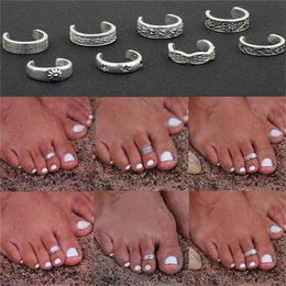 Elegant hot 925 Sterling Silver Toe Ring Foot Adjustable Beach Jewelry Beach fashion show Retro Style