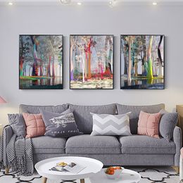 Painting Abstract Colourful Trees On Canvas Modern Nordic Plant Posters And Prints Wall Art For Living Room Bedroom Home Decor