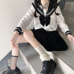 Clothing Sets Japanese School Girl Uniform Oversize JK Black Sailor Basic Cartoon Navy Costume Women