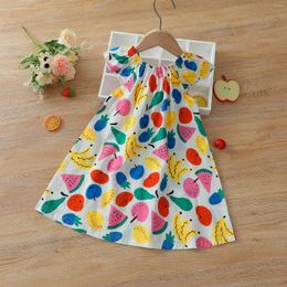 Girl Dresses Casual Baby Girls Toddler Kids Infant Beach Fruit Prints Sleeveless Floral Princess Dress Summer Clothing