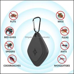Pest Control Portable Usb Electronic Mosquito Repeller Keychain Trasonic Killer Fly Insect Bug Spider Pest Repellent For Home Outdoor Dhr1V