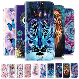 Leather Wallet Cases For Samsung S23 Ultra Plus A33 A53 A73 A04S A04 A23 A14 5G A54 A34 A04E Cartoon Embossed Lion Tiger Luxury Flower Owl Holder Flip Cover Phone Pouch