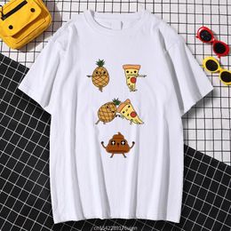 Men's T Shirts Funny Print Clothing Short Sleeve Women's Fashion Comfortable Womens Tee Pineapple And Pizza Food Large Size