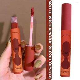 Lip Gloss 4Colors Matte Waterproof Velvet Lipstick Sexy Red Brown Tool Makeup Lasting Long Pigments Cosmetics Profiss V6Z3