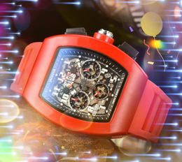 Rubber silicone belt quartz mens time clock watches auto date three eyes six pins full functional super bright Casual Business Wristwatches Party Boyfriend Gifts