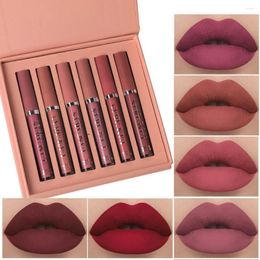Lip Gloss 6PC/Set Matte Velvet Waterproof Long-lasting Liquid Lipstick Cosmetic Beauty Keep 24 Hours Makeup