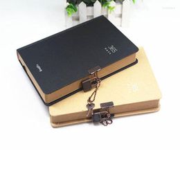 Classic Hardcopy Kraft Blank 365Days Diary With Lock Year Planner Notebook Personal Journal Writing Notepad Black