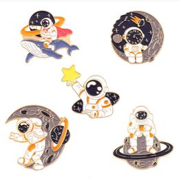 Cartoon Jewelry Brooches Astronaut Space Memorial alloy paint brooch Metal badge pin