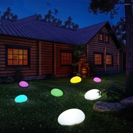 Outdoor Garden Lights Glow Cobble Stone Shape Light USB Rechargable Waterproof With Remote Control Landscape Lawn