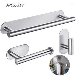 Bath Accessory Set 3Pcs Stainless Steel Bathroom Hardware Polished Towel Rack Toilet Paper Holder Clothes Hook