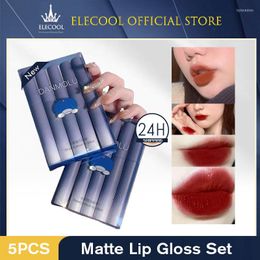 Lip Gloss 5 Sticks Set Lasting Matte Velvet Non-fading Lipstick Waterproof Tint Cosmetics 2022 Korean Makeup Wholesale
