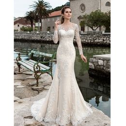 Mermaid Dresses See Through New Crystal Lace Bridal Gowns Luxurious Sequined Dubai Wedding Dress Customise 403