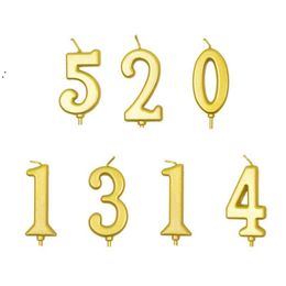 Gilded Number Pattern Birthday Cake Candle paraffin Golden Children Anniversary Party Decoration with PVC box JNC119