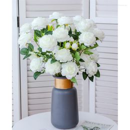 Decorative Flowers Artificial Peony 3 Heads Lifelike Silk Flower Bouquet Fake Decoration For Wedding Engagement Party Events Supplies