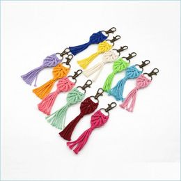 Keychains Lanyards Dhs Tassel Rame Keychains Boho Handmade Key Holder Bag Car Hanging Jewellery Gifts Cotton Rope Woven Keychain Dro Dhsdv