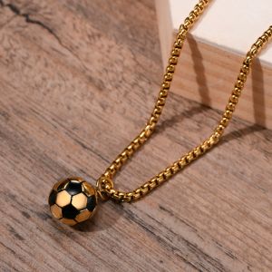 14K Gold 3D Futbol Futbol Charm Kolye Kolyeleri Erkekler Erkek Hayranları Hediye Spor Takıları