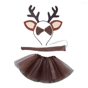 Saç Aksesuarları Kızlar Çocuk Geyik Elk Hayvanlar Tema Kostüm Tül Etek Kulaklar ile Head Band Bow Tie kuyruk Cadılar Bayramı Giydirme Cosplay