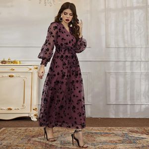Etnik Giyim 2024 Dubai Müslüman Abayas Kadınlar İçin Suudi Arabistan Abaya Tasarımları V yaka Uzun Kollu Zarif Yüksek Belediye Elbise Ty-471