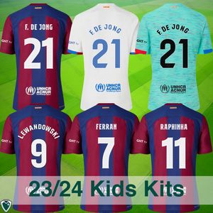 23 24 Футболка PEDRI GAVI LEWANDOWSKI FC FERRAN Camiseta Futbol AUBA Barca JOAO CANCELO 2023 2024 ANSU FATI Football JOAO FELIX Barcelona For Kids