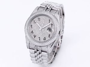 Erkekler Otomatik Hareket İzler Yüksek kaliteli lüks moissanit elmas saat buzlu tasarımcı Montre Arap rakamları retro tarzı montre de lüks kol saat