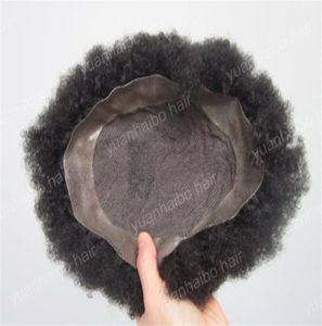 Siyah erkekler için pu toupees ile en çok satan 6 inç doğal siyah afro hint insan saç yedek dantel