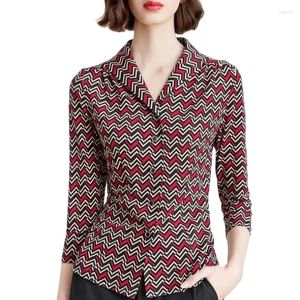 Women's Jackets Spring Summer Thin Blouse Jacket 2024 Elegant Striped Shirt Suit Collar Single-Breasted Coat Tops Female