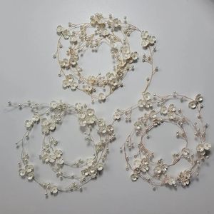 SLBRIDAL Ручная работа 1 м Длина 3 цвета Кристалл Горный хрусталь Цветок Свадебные аксессуары для волос Лента для волос Свадебная повязка на голову Ювелирные изделия для женщин 240102