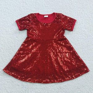 Kız Elbise Toptan Bebek Kız Sapıkları Kıyafet Kırmızı Twirl Elbise Çocuklar Toddler Kısa Kollu Butik Çocuklar Noel