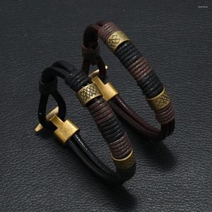 Charm Bilezikler Vintage Erkek Deri Bileklik El Yapımı Weaven Halat Braslet Bileklik Aksesuarları Hombre Hiphop Rock Sarma Braclet Hediyeleri İçin