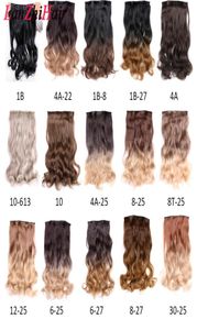 Lanzhi 22-дюймовая заколка на всю голову для наращивания волос, длинная объемная волна, натуральный черный, коричневый, 5 клипсов, синтетические волосы для женщин LZ104752158