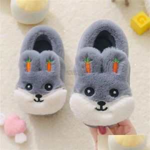 Slipper Kids Cotton Slides Autumn Winter Indoor Non-Slip Home Slippers Fashion Baby Boys Girls Shoes Drop Delivery Maternity Otuve