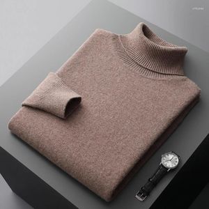 Camisolas masculinas outono e inverno linda lã escrava gola alta cor sólida malha negócios cashmere suéter quente high-end top