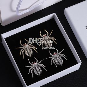 Classic Spider Style Earrings Luxury Rhinestone Studs Fashionable Jewelry Retro 18K Gold Plated Earrings With Gift Box