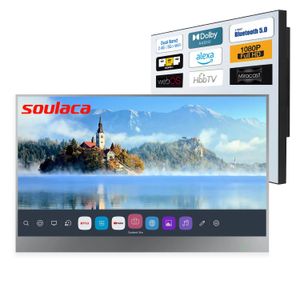 Fernseher Soulaca 22 Zoll Smart Magic Mirror LED-Fernseher mit elektrischer Abschirmung, webOS-Fernseher für Badezimmer, wasserdicht, versteckter Fernseher, Sprachsteuerung