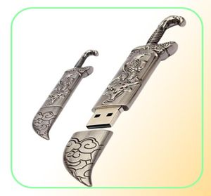 Gerçek Kapasite 16GB128GB USB 20 Metal Kılıç Modeli Flash Bellek Çubuğu Depolama Başparmak Kalem Sürüşü 6627270