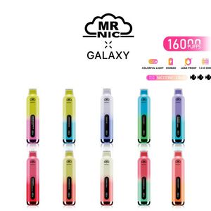 Аутентичные одноразовые электронные сигареты MR NIC Galaxy 16000 Puffs, съемная коробка для электронных сигарет, одноразовые электронные сигареты емкостью 650 мАч, электронные сигареты с большим цифровым экраном