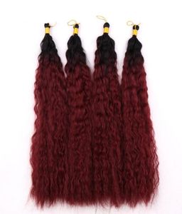 Moda güzel saç kinky tığ işi örgüler Afro -Amerikan sentetik uzantıları ombre bordo color3869365