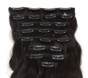 Extensões de cabelo Oxette Grau 5A 15 polegadas 24 polegadas 7pcs / set Clips inon 100 remy Extensões de cabelo humano cabeça cheia marrom escuro 2 color4767467