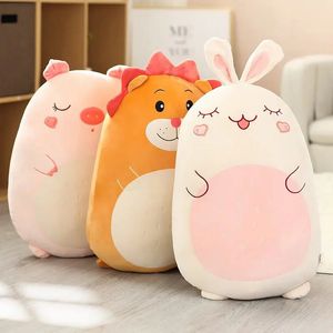 Fat Kawaii Chicken Bear Rabbit Piggy Dinosaur Plush Pillow Toys Soft Stuffed Animal Doll Chair Cushion High Quality 231229