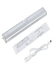 Светодиодные ночные светильники с датчиком движения, 10 шт., светодиодные, 200 лм, индукционная аварийная лампа для тела с перезаряжаемой USB-зарядкой для шкафа, кладовой, Count5540489